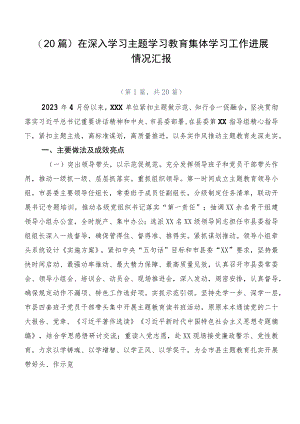 （20篇）在深入学习主题学习教育集体学习工作进展情况汇报.docx