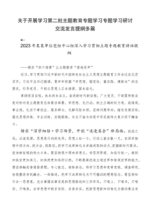 关于开展学习第二批主题教育专题学习专题学习研讨交流发言提纲多篇.docx