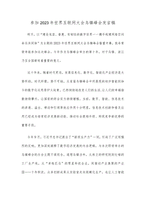 参加2023年世界互联网大会乌镇峰会发言稿.docx