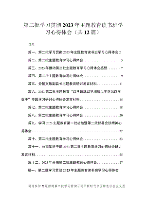 第二批学习贯彻2023年主题教育读书班学习心得体会（共12篇）.docx