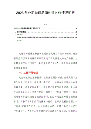 2023年公司党建品牌创建工作情况汇报.docx