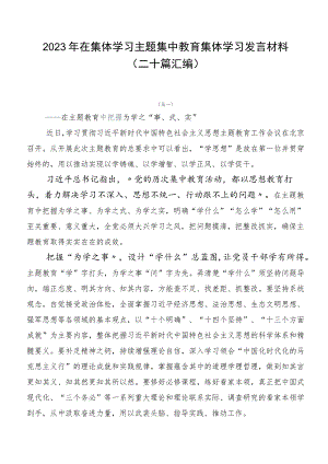 2023年在集体学习主题集中教育集体学习发言材料（二十篇汇编）.docx