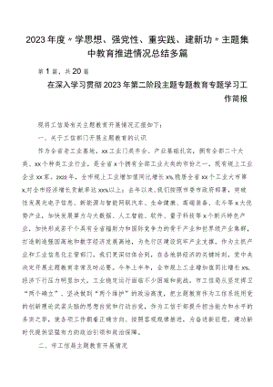 2023年度“学思想、强党性、重实践、建新功”主题集中教育推进情况总结多篇.docx