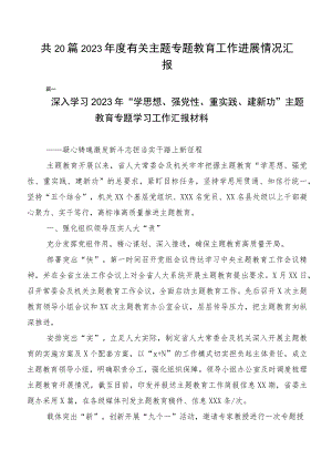 共20篇2023年度有关主题专题教育工作进展情况汇报.docx