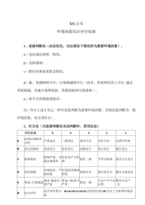 XX公司环境因素综合评分标准（2023年）.docx
