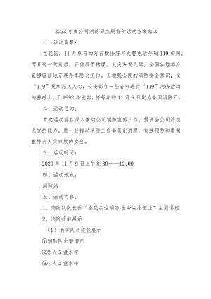 2023年度公司消防日主题宣传活动方案 篇3.docx