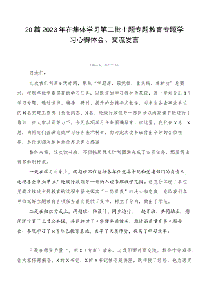 20篇2023年在集体学习第二批主题专题教育专题学习心得体会、交流发言.docx