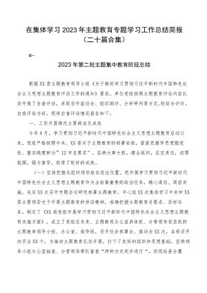在集体学习2023年主题教育专题学习工作总结简报（二十篇合集）.docx