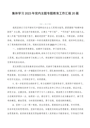 集体学习2023年党内主题专题教育工作汇报20篇.docx