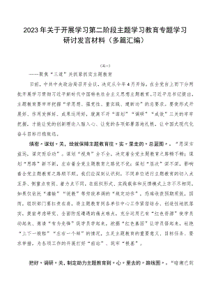 2023年关于开展学习第二阶段主题学习教育专题学习研讨发言材料（多篇汇编）.docx