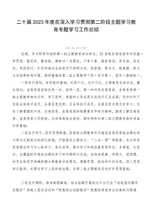 二十篇2023年度在深入学习贯彻第二阶段主题学习教育专题学习工作总结.docx