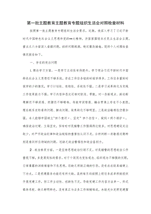 第一批主题教育主题教育专题组织生活会对照检查材料.docx