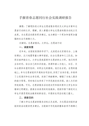 手握青春志愿同行社会实践调研报告.docx