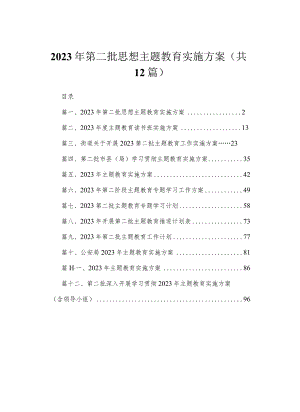 2023年第二批思想主题教育实施方案最新版12篇合辑.docx