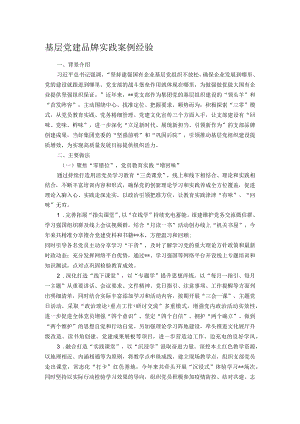 基层党建品牌实践案例经验.docx