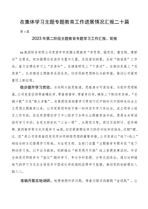 在集体学习主题专题教育工作进展情况汇报二十篇.docx