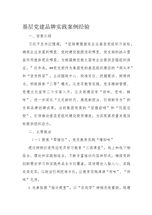 基层党建品牌实践案例经验.docx