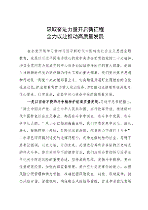 主题教育研讨发言：汲取奋进力量开启新征程 全力以赴推动高质量发展.docx