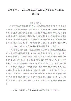 专题学习2023年主题集中教育集体学习交流发言稿多篇汇编.docx