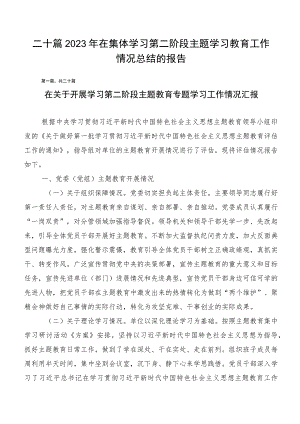 二十篇2023年在集体学习第二阶段主题学习教育工作情况总结的报告.docx