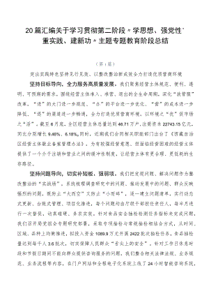 20篇汇编关于学习贯彻第二阶段“学思想、强党性、重实践、建新功”主题专题教育阶段总结.docx