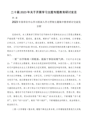 二十篇2023年关于开展学习主题专题教育研讨发言.docx