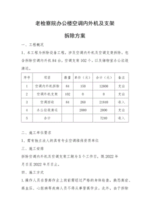 老检察院办公楼空调内外机及支架拆除方案.docx
