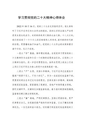 派驻纪检监察干部学习贯彻党的二十大精神心得体会六篇.docx