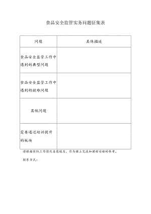 食品安全监管实务问题征集表.docx