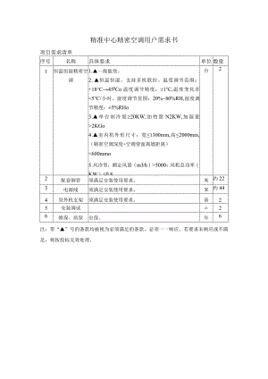 精准中心精密空调用户需求书.docx