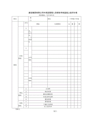 建设集团有限公司中高层管理人员绩效考核直接上级评分表.docx