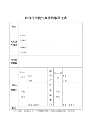 综合行政执法案件线索移送表.docx