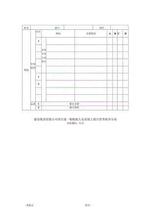 建设集团有限公司项目部一般职能人员直接上级月度考核评分表.docx