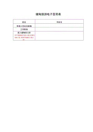 缅甸旅游电子签简表.docx