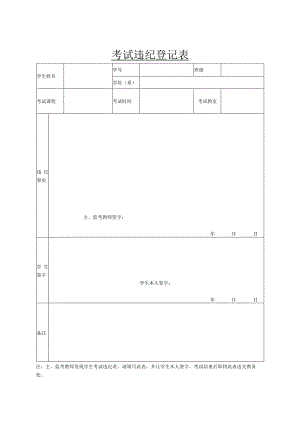考试违纪登记表.docx