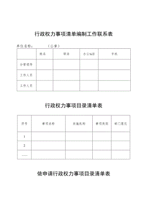 行政权力事项清单编制工作联系表.docx