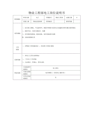 物业工程部电工岗位说明书.docx