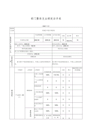 部门整体支出绩效自评表.docx