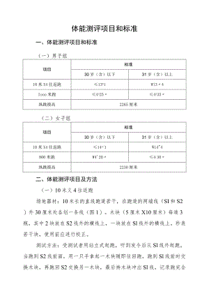 体能测评项目和标准.docx