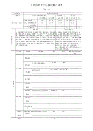 食品药品工作经费绩效自评表.docx