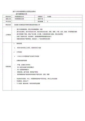 地产公司市场部策划文员职位说明书.docx