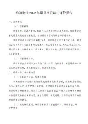 锦阳街道2022年增员增资部门评价报告.docx