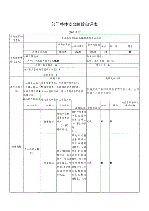 部门整体支出绩效自评表.docx