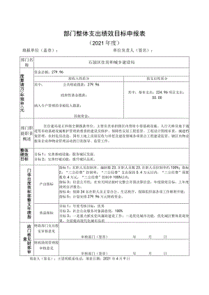 部门整体支出绩效目标申报021年度.docx
