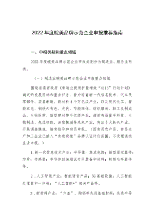2022年度皖美品牌示范企业申报推荐指南.docx