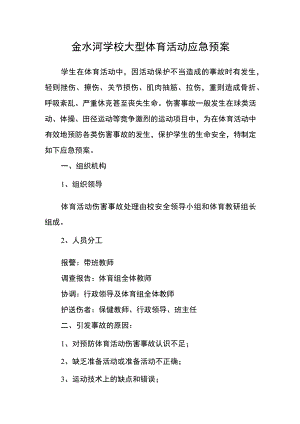 金水河学校大型体育活动应急预案.docx