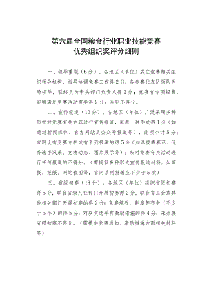 第六届全国粮食行业职业技能竞赛优秀组织奖评分细则.docx