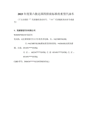 2023年度第六批达国四排放标准的重型汽油车.docx