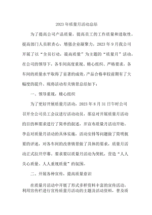 2023年国有企业《质量月》活动工作总结（6份）.docx