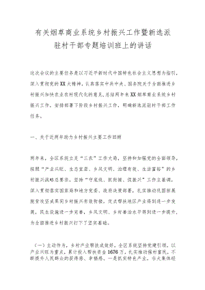 有关烟草商业系统乡村振兴工作暨新选派驻村干部专题培训班上的讲话.docx